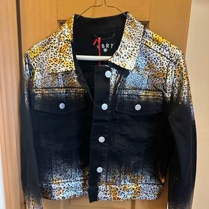 Metallic animal print denim jacket